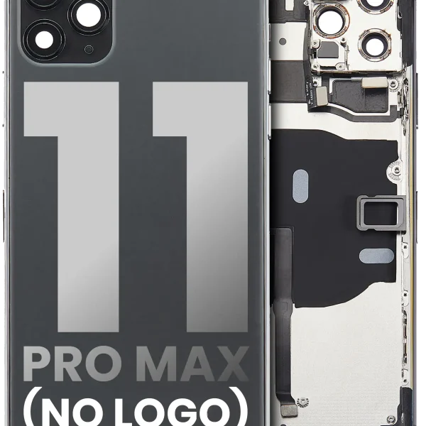 Iphone 11 Pro Max ile Uyumlu Küçük Bileşenler Önceden Takılmış Arka Muhafaza Logo Yok Plus Uzay Grisi ile Uyumlu
