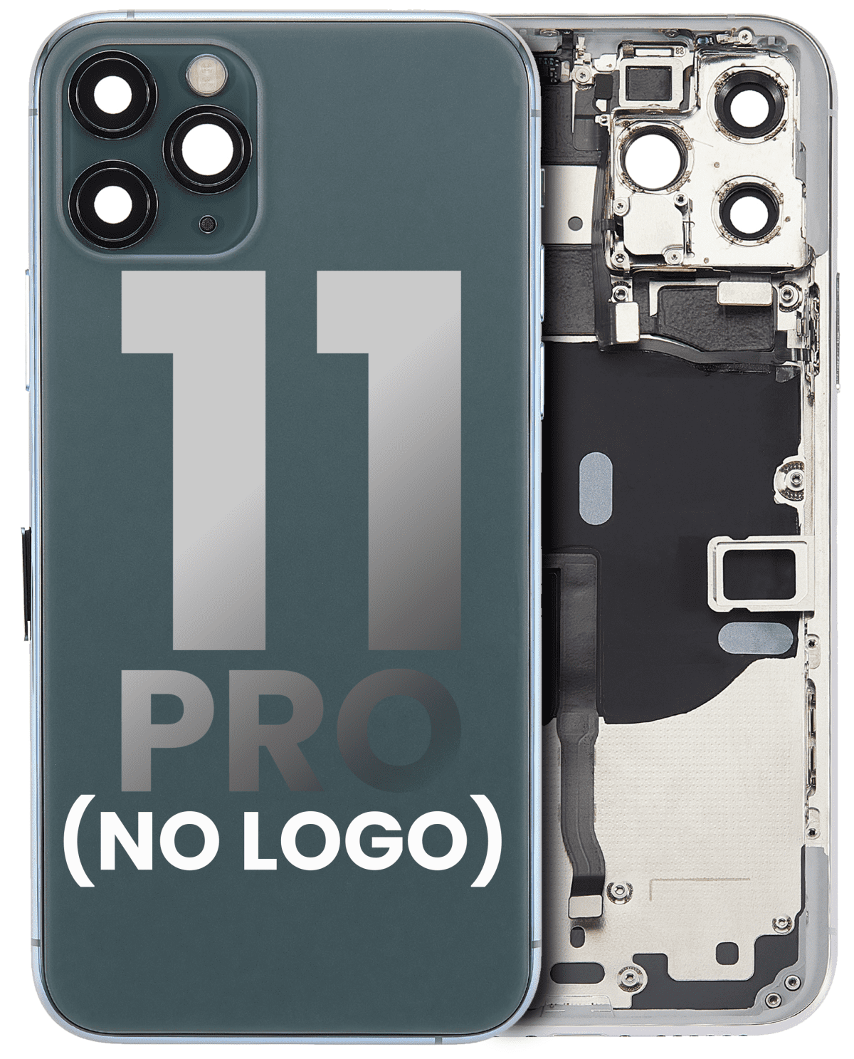 Iphone 11 Pro ile Uyumlu Küçük Bileşenler Önceden Takılmış Arka Muhafaza Logo Yok Plus Gece ​​Yarısı Yeşili ile Uyumlu