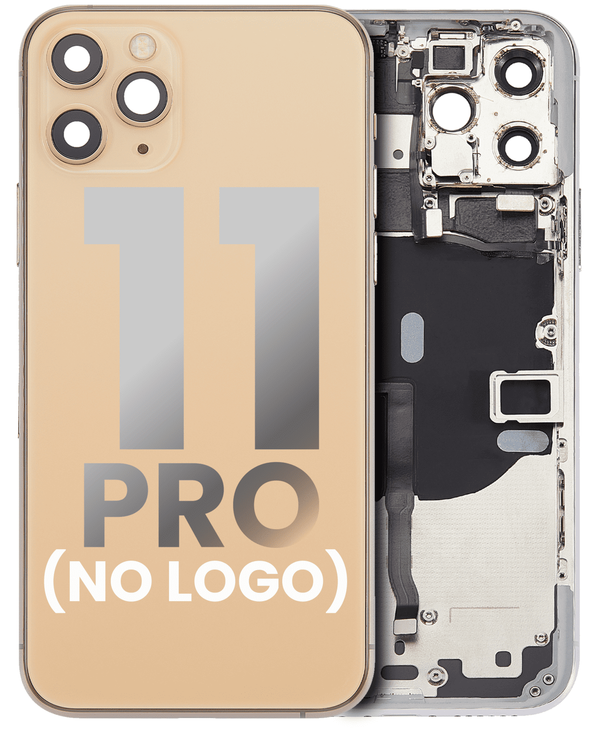 Iphone 11 Pro ile Uyumlu Küçük Bileşenler Önceden Takılmış Arka Muhafaza Logo Yok Plus Gold ile Uyumlu