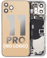 Iphone 11 Pro ile Uyumlu Küçük Bileşenler Önceden Takılmış Arka Muhafaza Logo Yok Plus Gold ile Uyumlu