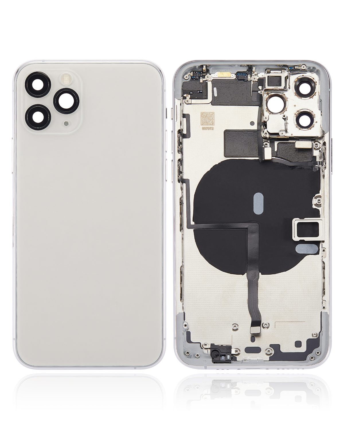 Iphone 11 Pro ile Uyumlu Küçük Bileşenler Önceden Takılmış Arka Muhafaza Logo Yok Plus Gümüş ile Uyumlu - Görsel 2