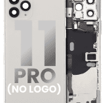 Iphone 11 Pro ile Uyumlu Küçük Bileşenler Önceden Takılmış Arka Muhafaza Logo Yok Plus Gümüş ile Uyumlu