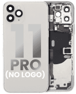 Iphone 11 Pro ile Uyumlu Küçük Bileşenler Önceden Takılmış Arka Muhafaza Logo Yok Plus Gümüş ile Uyumlu
