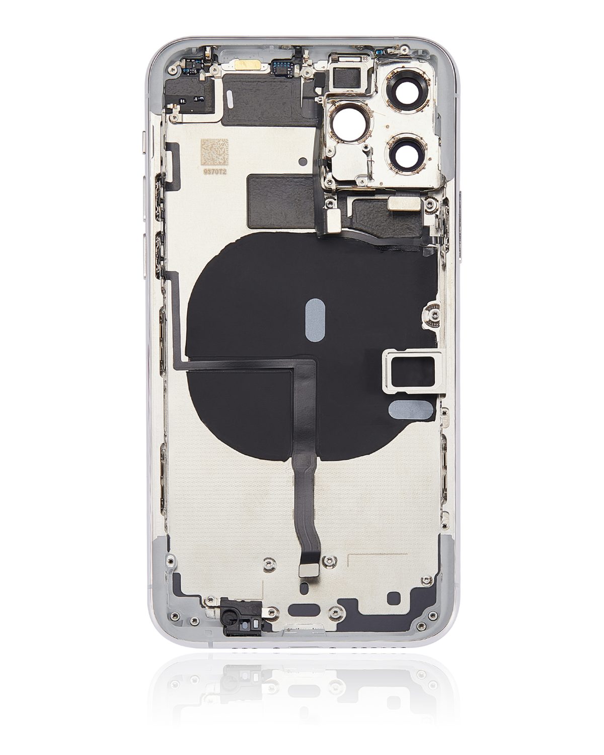 Iphone 11 Pro ile Uyumlu Küçük Bileşenler Önceden Takılmış Arka Muhafaza Logo Yok Plus Gümüş ile Uyumlu - Görsel 3