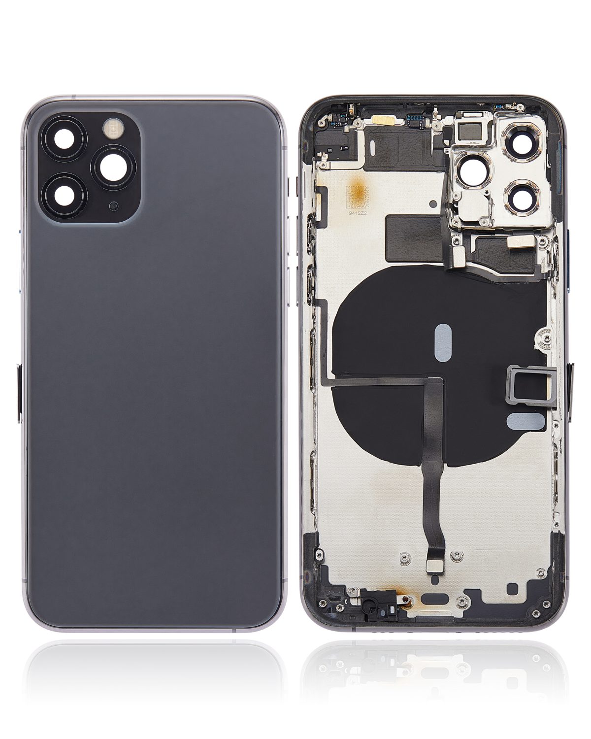 Iphone 11 Pro ile Uyumlu Küçük Bileşenler Önceden Takılmış Arka Muhafaza Logo Yok Plus Uzay Grisi ile Uyumlu - Görsel 2