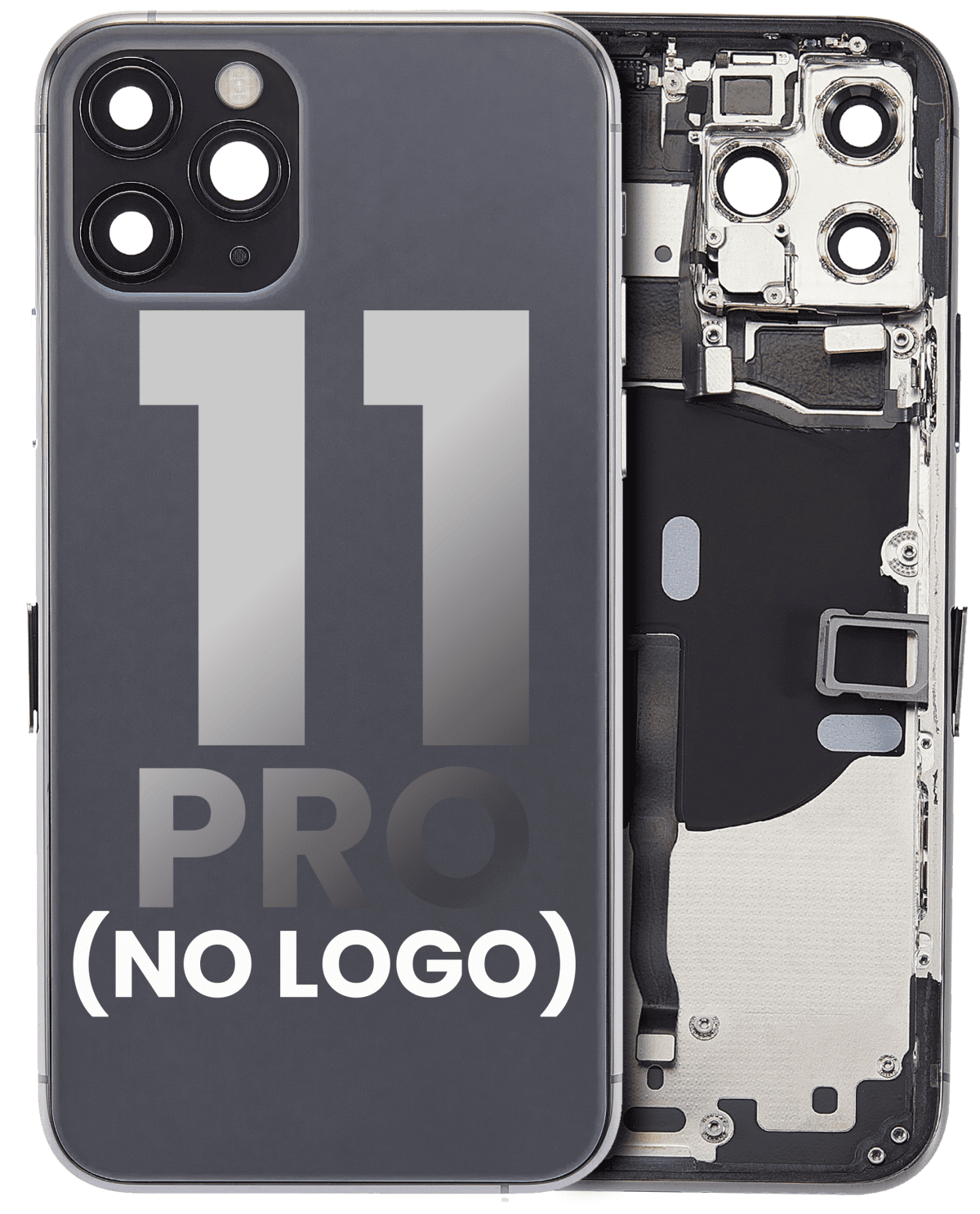 Iphone 11 Pro ile Uyumlu Küçük Bileşenler Önceden Takılmış Arka Muhafaza Logo Yok Plus Uzay Grisi ile Uyumlu