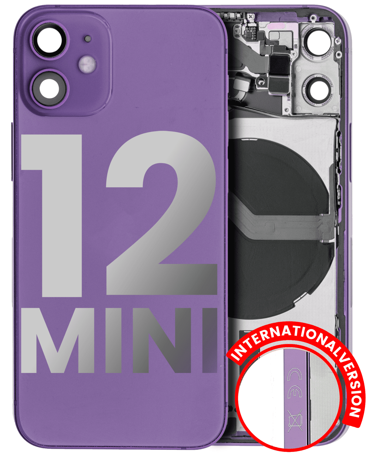 Iphone 12 Mini ile Uyumlu Kasa Bileşenler Önceden Takılmış Mini Uluslararası Sürüm ile Uyumlu Kasa Kasa Mor