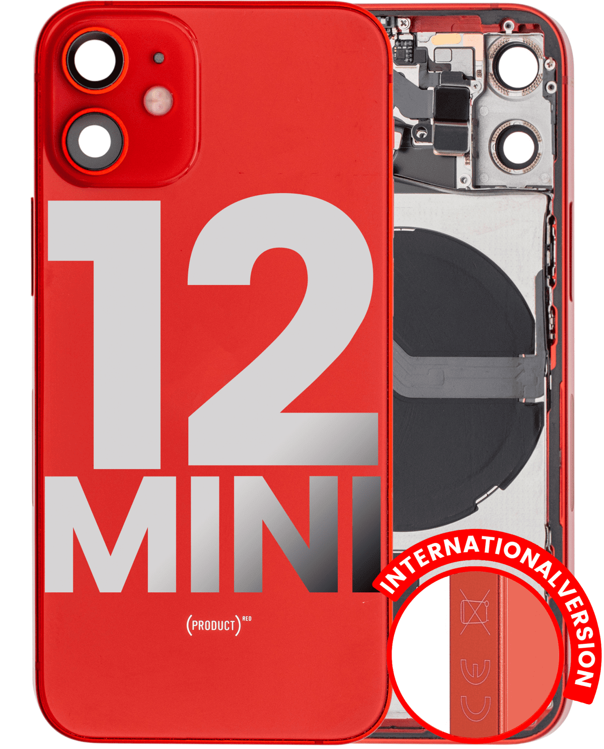 Iphone 12 Mini ile Uyumlu Kasa Bileşenler Önceden Takılmış Mini Uluslararası Sürüm ile Uyumlu Kasa  Kırmızı