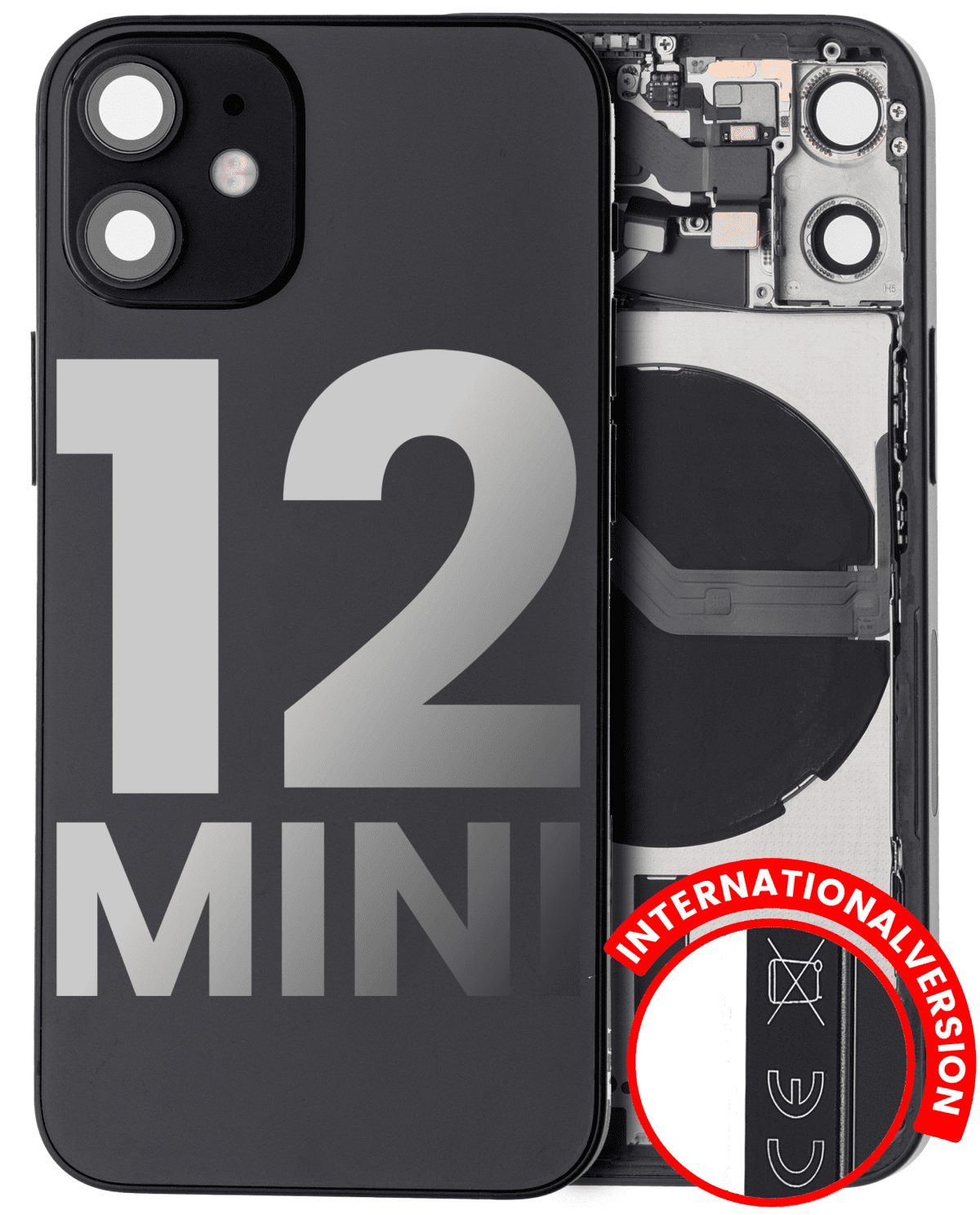 Iphone 12 Mini ile Uyumlu Kasa Bileşenler Önceden Takılmış Mini Uluslararası Sürüm ile Uyumlu Kasa  Siyah