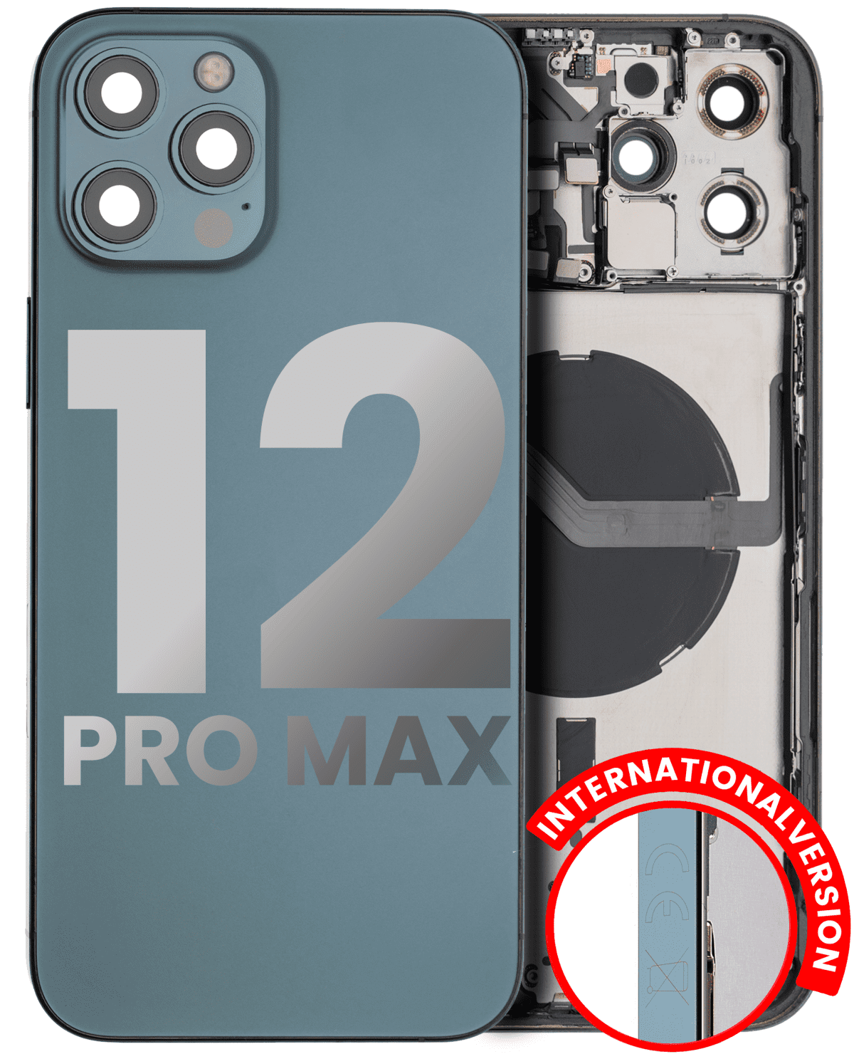 Iphone 12 Pro Max ile Uyumlu Kasa Bileşenler Önceden Takılmış Uluslararası Sürüm ile Uyumlu Kasa  Pasifik Mavisi