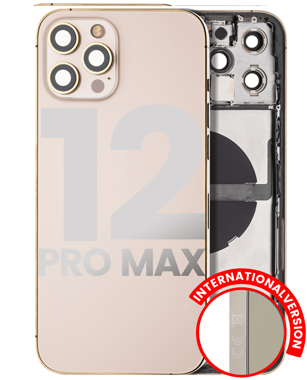 Iphone 12 Pro Max ile Uyumlu Kasa Bileşenler Önceden Takılmış ile Uyumlu Kasa Uluslararası Sürüm Kasa Gold