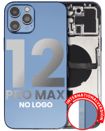 Iphone 12 Pro Max ile Uyumlu Küçük Bileşenler Önceden Takılmış Arka Muhafaza Logo Yok Plus Uluslararası Sürüm Pasifik Mavisi ile Uyumlu