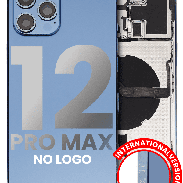 Iphone 12 Pro Max ile Uyumlu Küçük Bileşenler Önceden Takılmış Arka Muhafaza Logo Yok Plus Uluslararası Sürüm Pasifik Mavisi ile Uyumlu