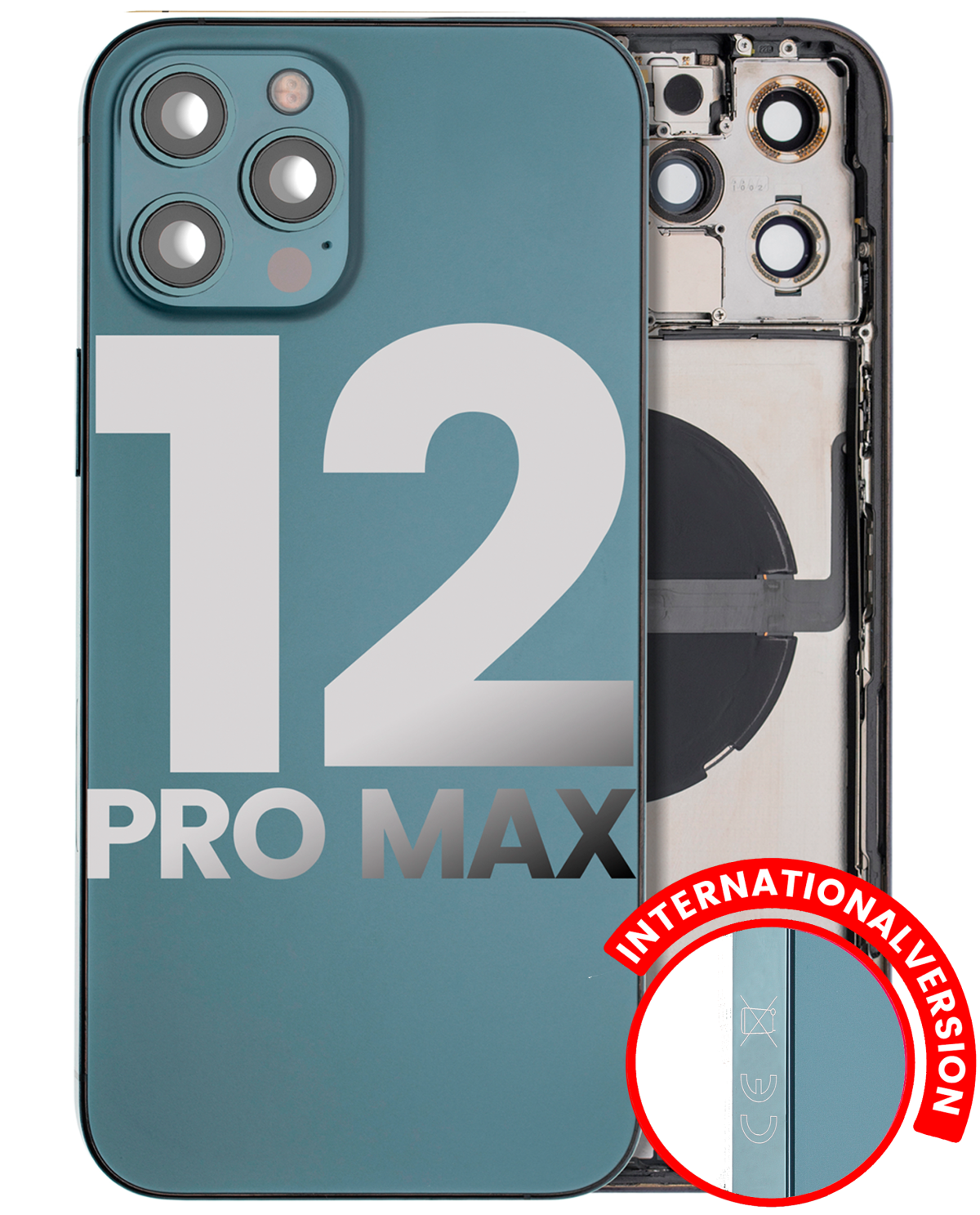 Iphone 12 Pro Max ile Uyumlu Küçük Bileşenler Önceden Takılmış Arka Muhafaza Uluslararası Sürüm ile Uyumlu Kullanılmış  Çekme: Sınıf B Pasifik Mavisi