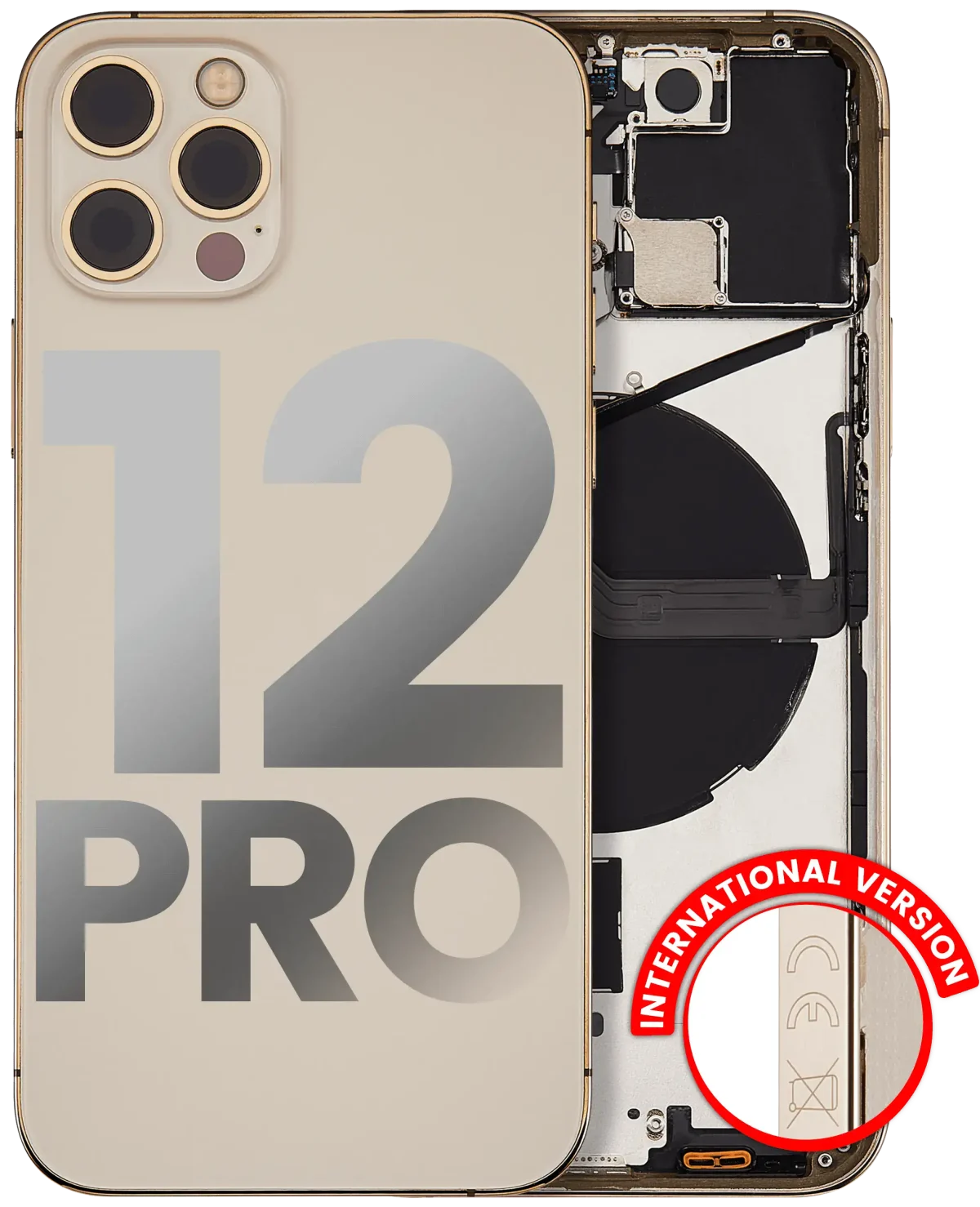 Iphone 12 Pro ile Uyumlu Kasa Bileşenler Önceden Takılmış Uluslararası Sürüm ile Uyumlu Kasa  Gold