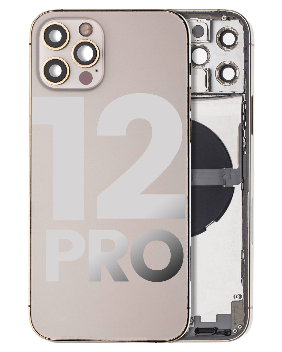 Iphone 12 Pro ile Uyumlu Kasa Bileşenler Önceden Takılmış Uluslararası Sürüm ile Uyumlu Kasa Kasa Gold - Görsel 2