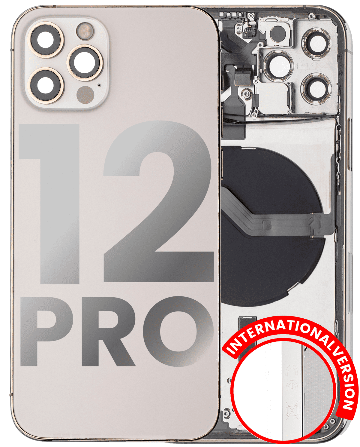 Iphone 12 Pro ile Uyumlu Kasa Bileşenler Önceden Takılmış Uluslararası Sürüm ile Uyumlu Kasa Kasa Gold