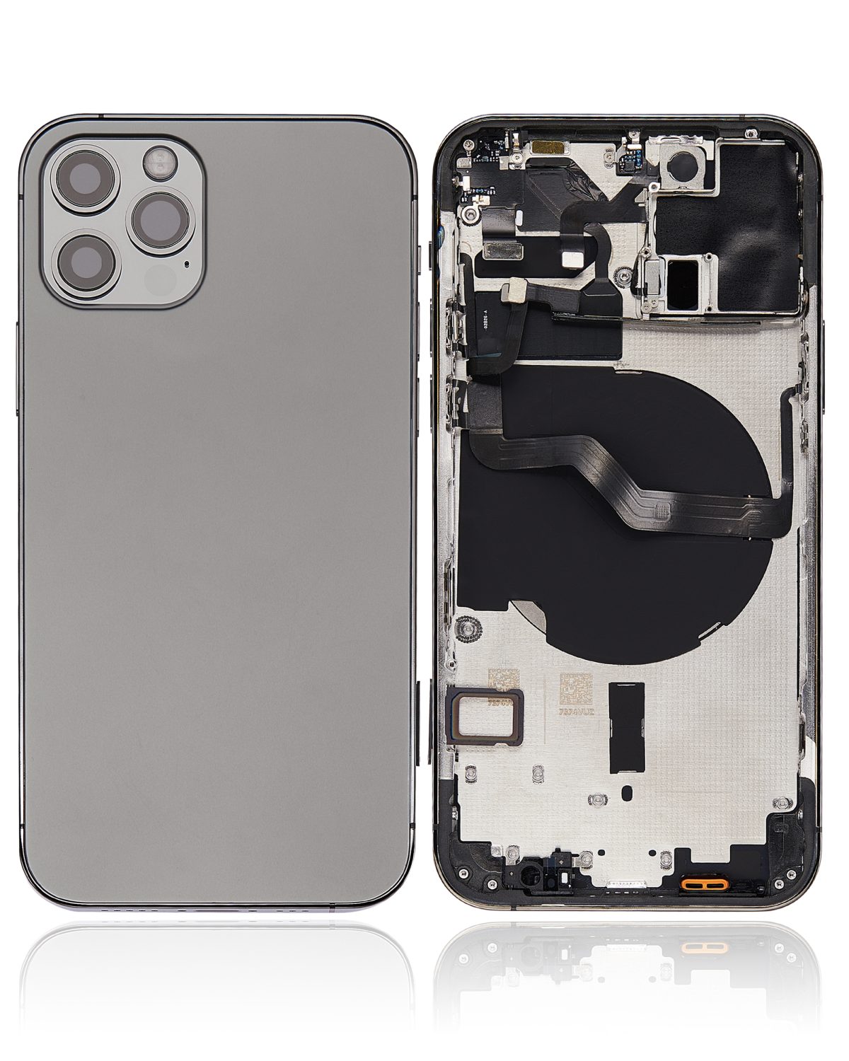 Iphone 12 Pro ile Uyumlu Küçük Bileşenler Önceden Takılmış Arka Muhafaza Logo Yok Plus Uluslararası Sürüm Grafit ile Uyumlu - Görsel 2