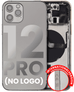 Iphone 12 Pro ile Uyumlu Küçük Bileşenler Önceden Takılmış Arka Muhafaza Logo Yok Plus Uluslararası Sürüm Grafit ile Uyumlu