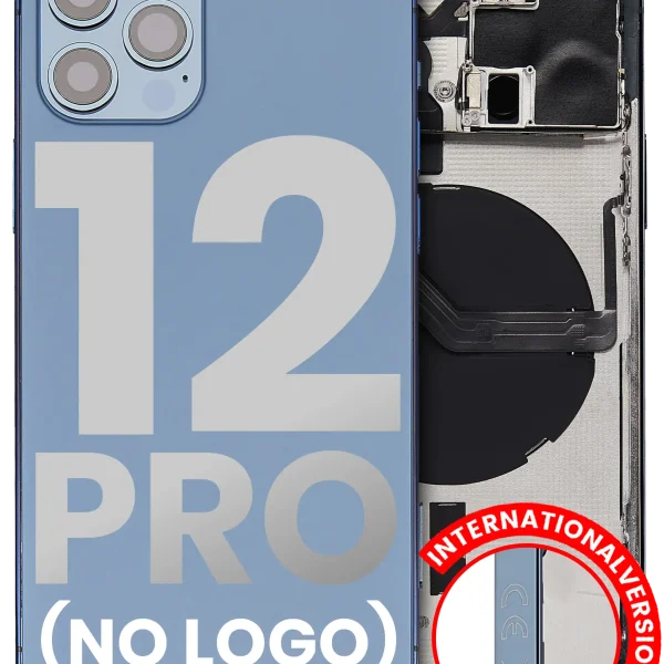 Iphone 12 Pro ile Uyumlu Küçük Bileşenler Önceden Takılmış Arka Muhafaza Logo Yok Plus Uluslararası Sürüm Pasifik Mavisi ile Uyumlu