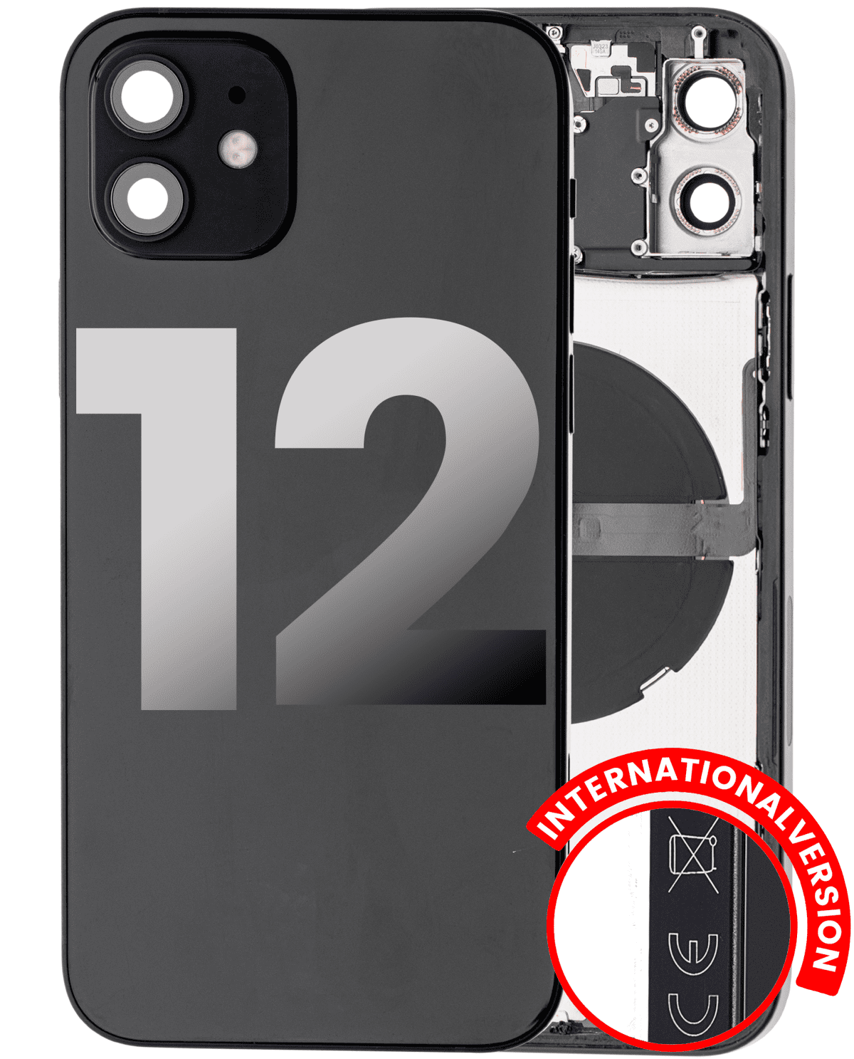Iphone 12 ile Uyumlu Kasa Bileşenler Önceden Takılmış ile Uyumlu Kasa Uluslararası Sürüm Kasa Siyah