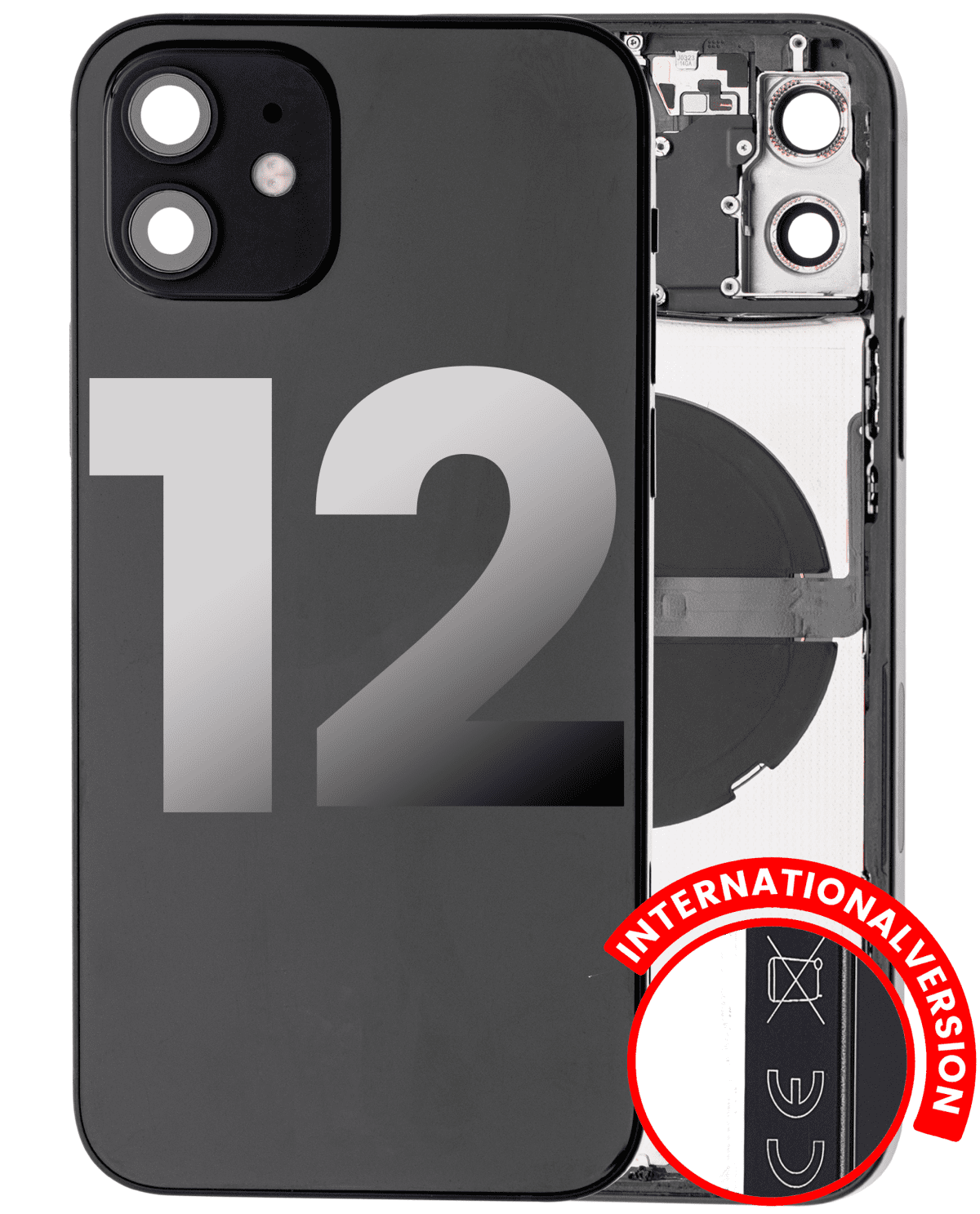 Iphone 12 ile Uyumlu Kasa Bileşenler Önceden Takılmış ile Uyumlu Kasa Uluslararası Sürüm  Siyah