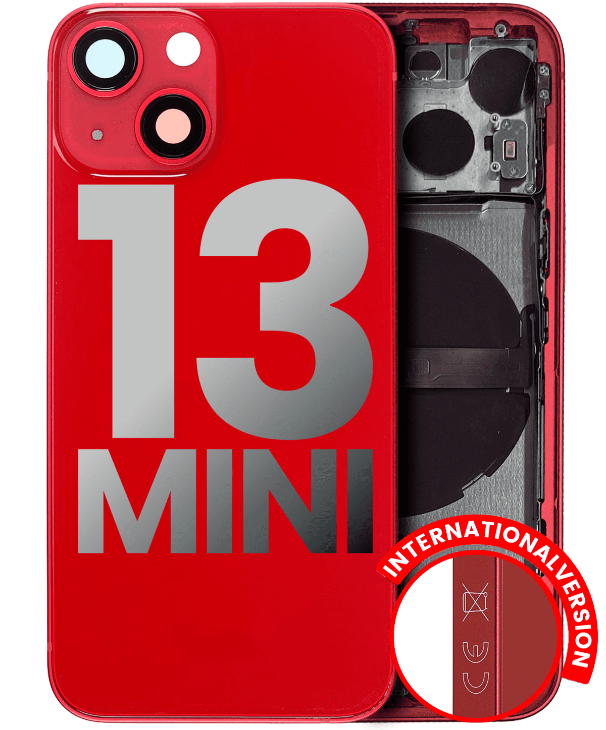Iphone 13 Mini ile Uyumlu Kasa Bileşenler Önceden Takılmış Mini Uluslararası Sürüm ile Uyumlu Kasa Kasa Kırmızı
