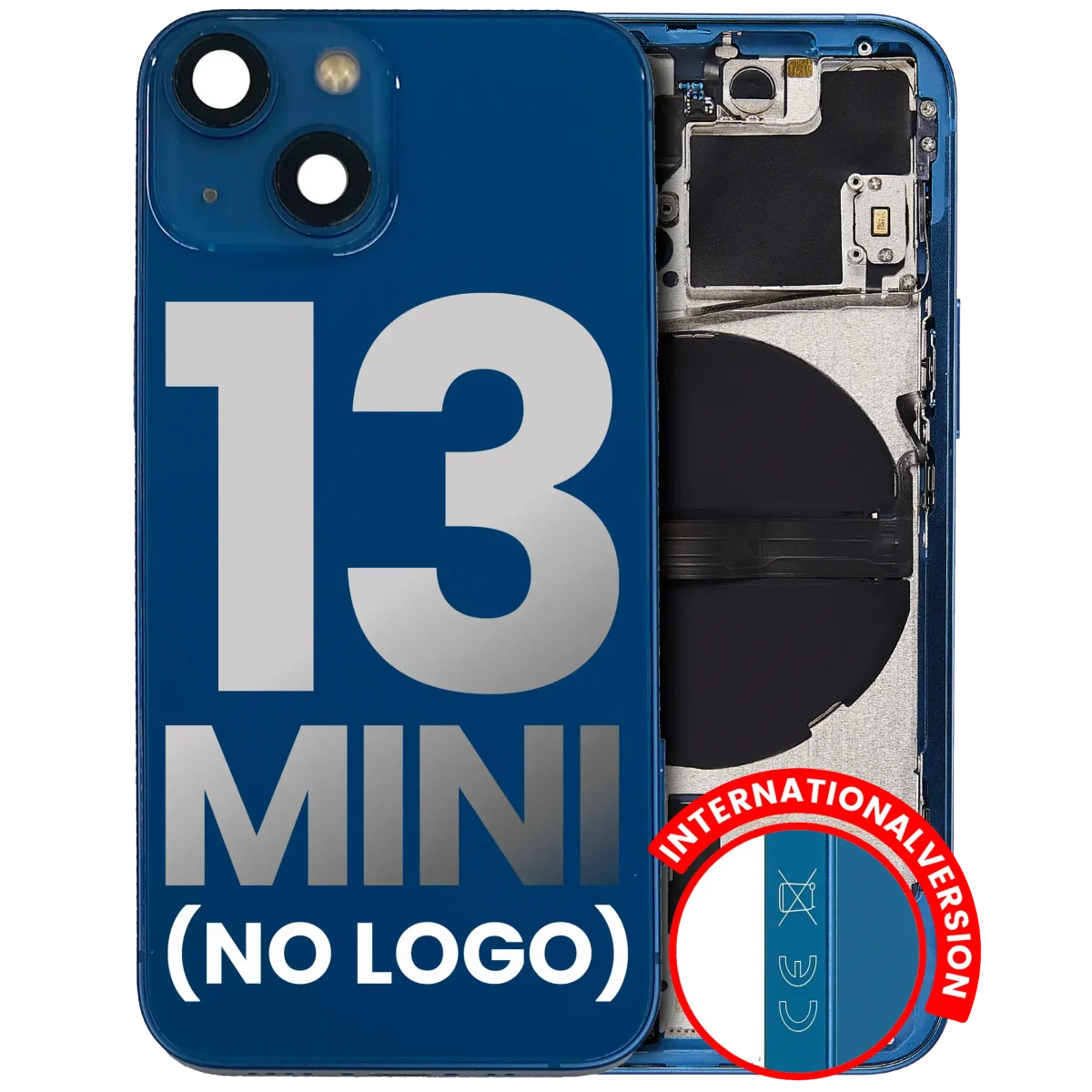 Iphone 13 Mini ile Uyumlu Küçük Bileşenler Önceden Takılmış Arka Muhafaza Mini Uluslararası Sürüm Logo Yok Plus Mavi ile Uyumlu