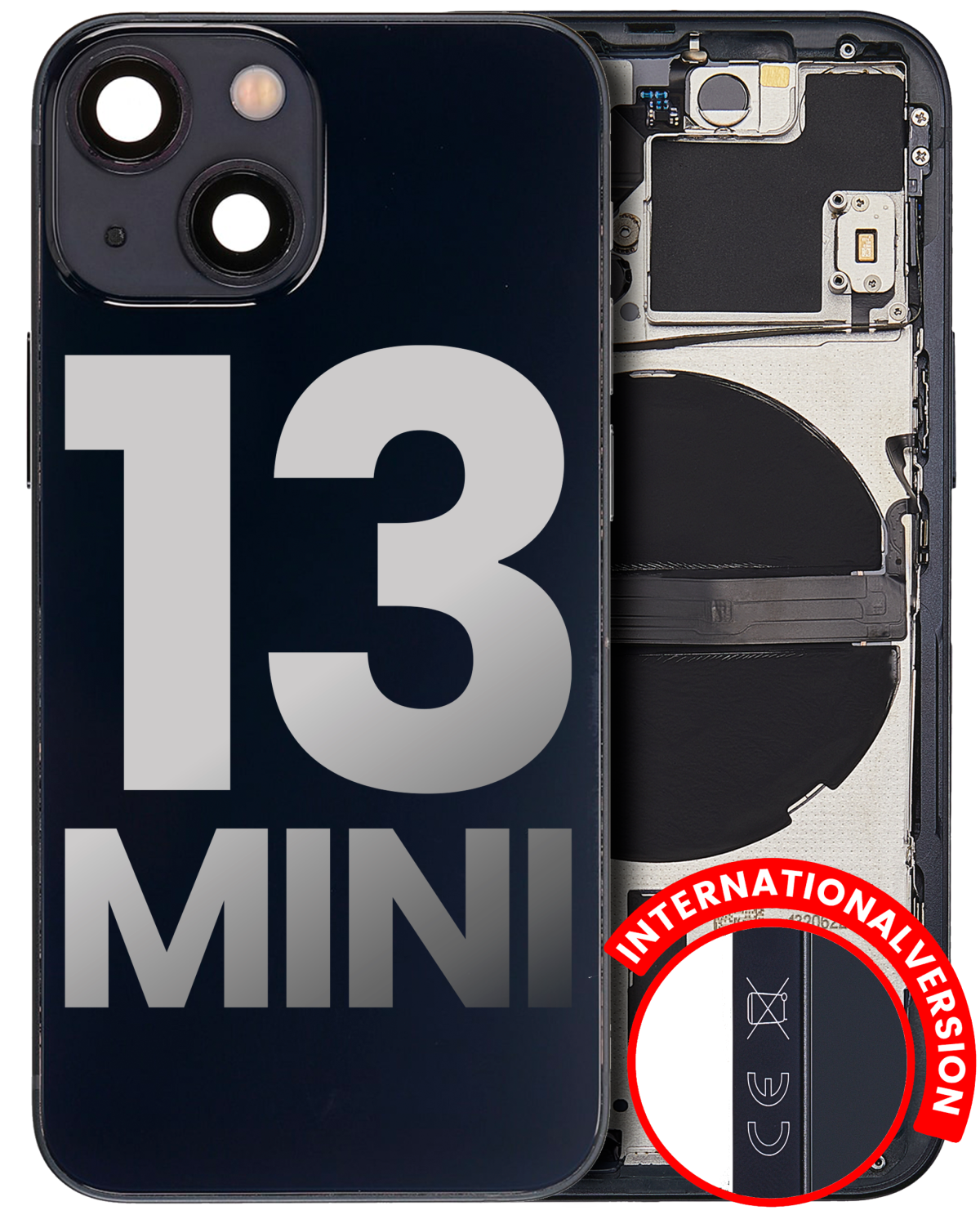 Iphone 13 Mini ile Uyumlu Küçük Bileşenler Önceden Takılmış Arka Muhafaza Mini Uluslararası Sürüm ile Uyumlu Kullanılmış  Çekme: Sınıf C Gece ​​Yarısı