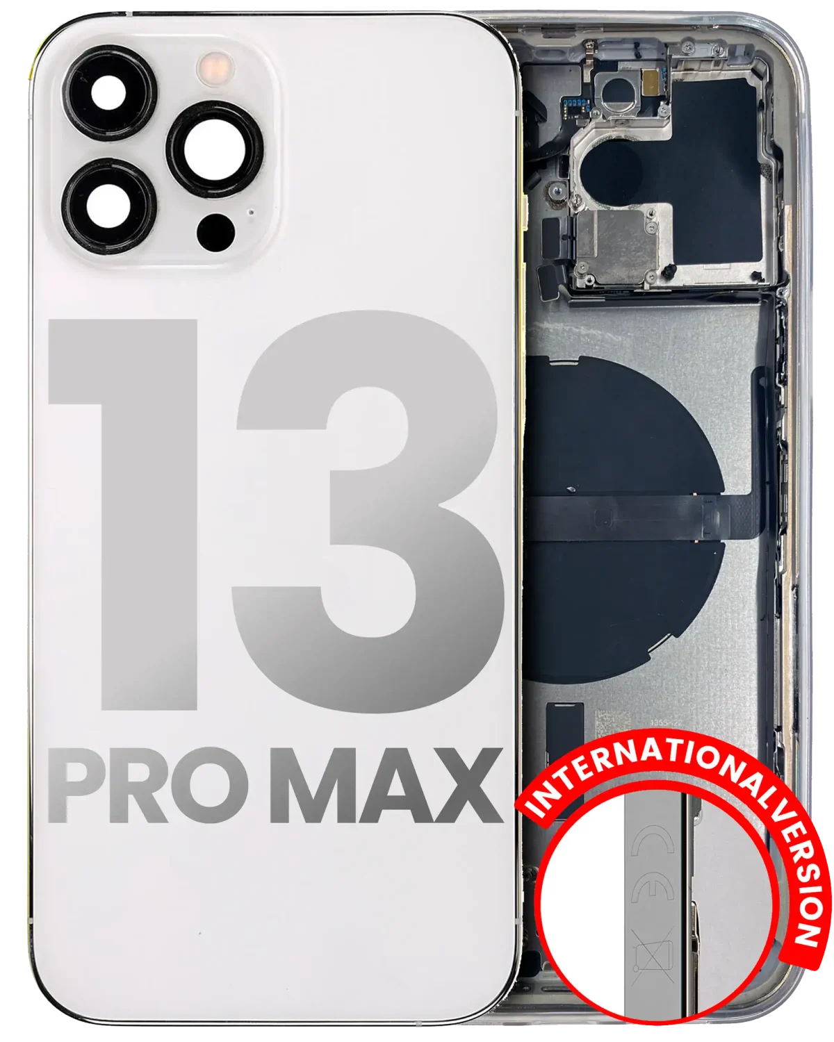 Iphone 13 Pro Max ile Uyumlu Kasa Bileşenler Önceden Takılmış Uluslararası Sürüm ile Uyumlu Kasa Kasa Gümüş