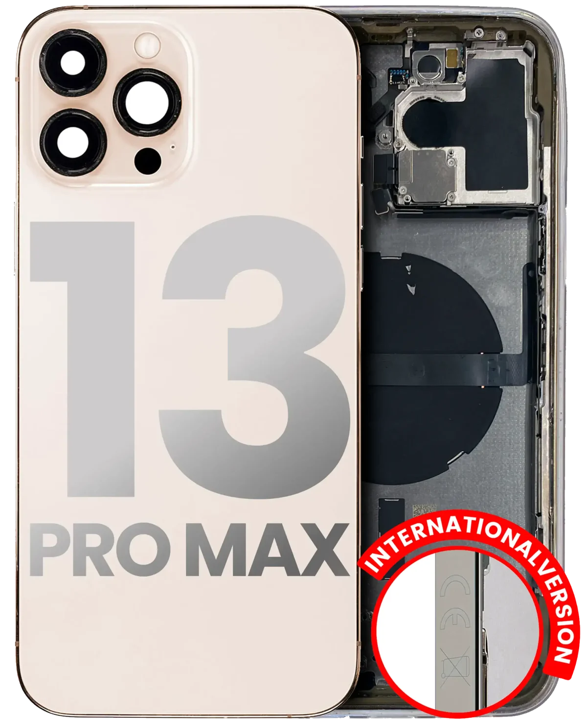 Iphone 13 Pro Max ile Uyumlu Kasa Bileşenler Önceden Takılmış ile Uyumlu Kasa Uluslararası Sürüm Kasa Gold
