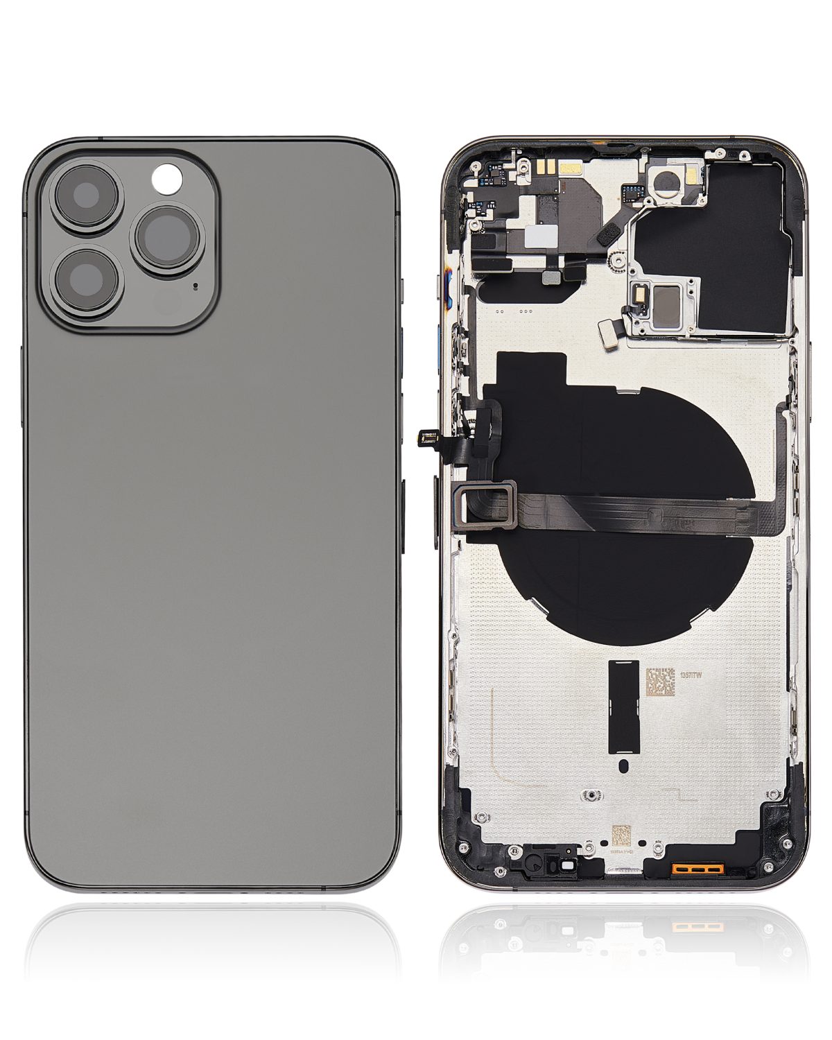 Iphone 13 Pro Max ile Uyumlu Küçük Bileşenler Önceden Takılmış Arka Muhafaza Logo Yok Plus Uluslararası Sürüm Grafit ile Uyumlu - Görsel 2