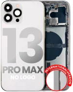 Iphone 13 Pro Max ile Uyumlu Küçük Bileşenler Önceden Takılmış Arka Muhafaza Logo Yok Plus Uluslararası Sürüm Gümüş ile Uyumlu