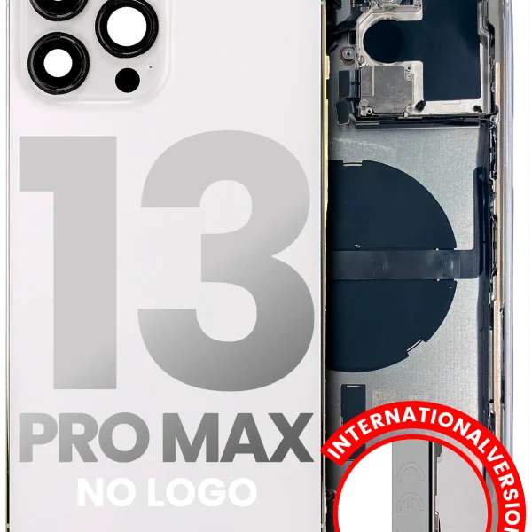 Iphone 13 Pro Max ile Uyumlu Küçük Bileşenler Önceden Takılmış Arka Muhafaza Logo Yok Plus Uluslararası Sürüm Gümüş ile Uyumlu