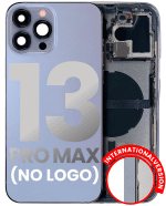 Iphone 13 Pro Max ile Uyumlu Küçük Bileşenler Önceden Takılmış Arka Muhafaza Logo Yok Plus Uluslararası Sürüm Sierra Mavisi ile Uyumlu