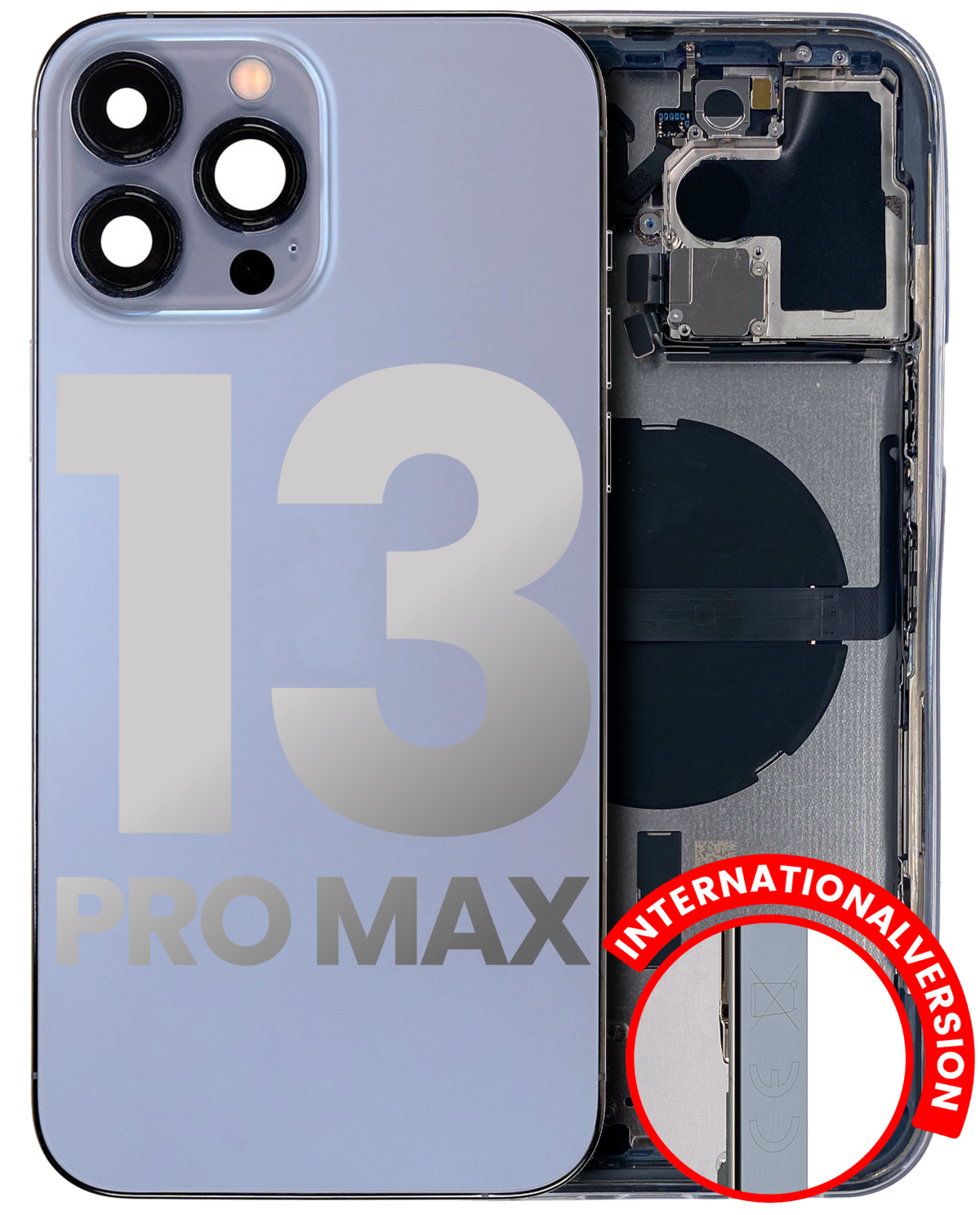 Iphone 13 Pro Max ile Uyumlu Küçük Bileşenler Önceden Takılmış Arka Muhafaza Uluslararası Sürüm ile Uyumlu Kullanılmış  Çekme: Sınıf B Sierra Mavisi