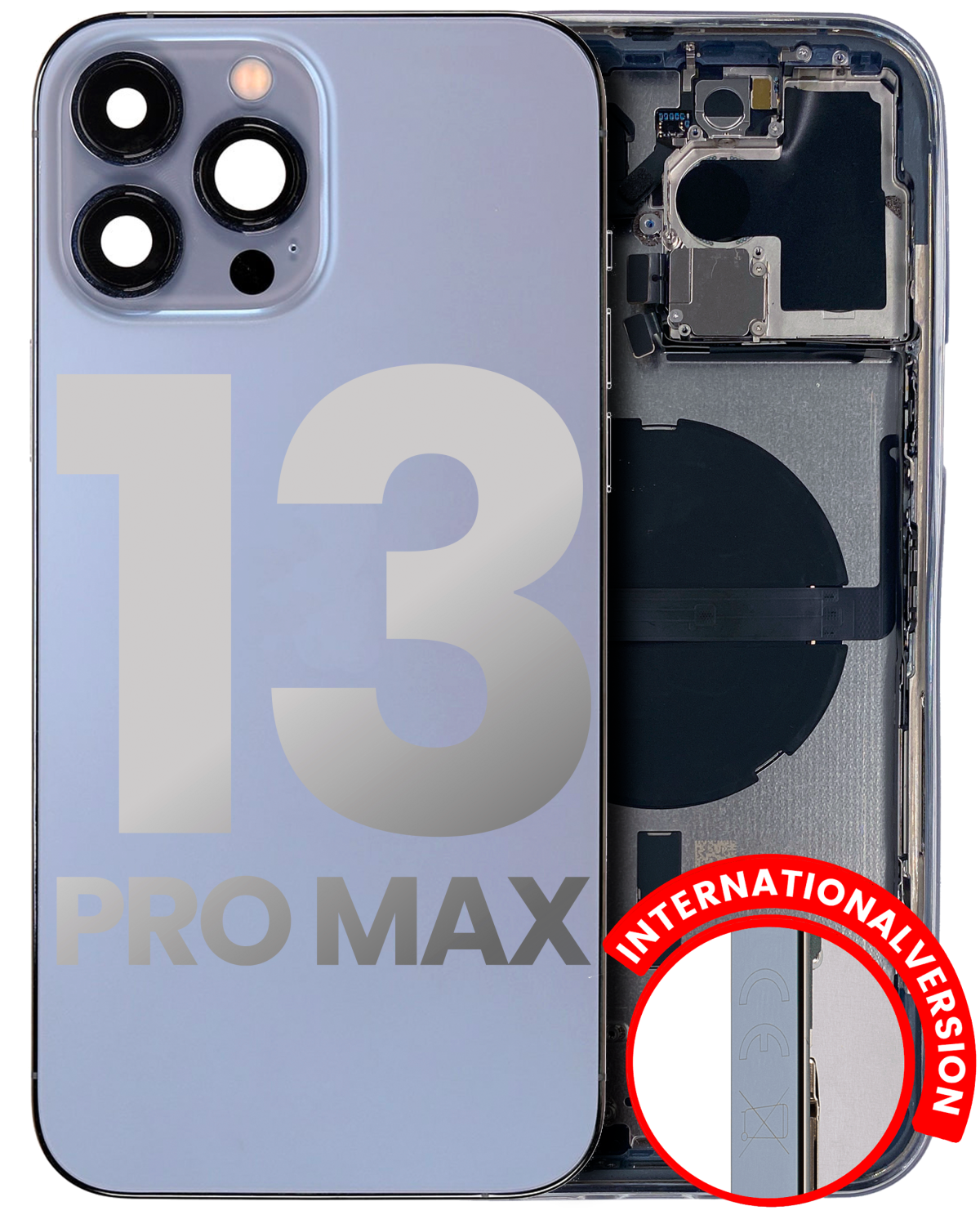 Iphone 13 Pro Max ile Uyumlu Küçük Bileşenler Önceden Takılmış Arka Muhafaza Uluslararası Sürüm ile Uyumlu Kullanılmış  Çekme: Sınıf C Sierra Mavisi