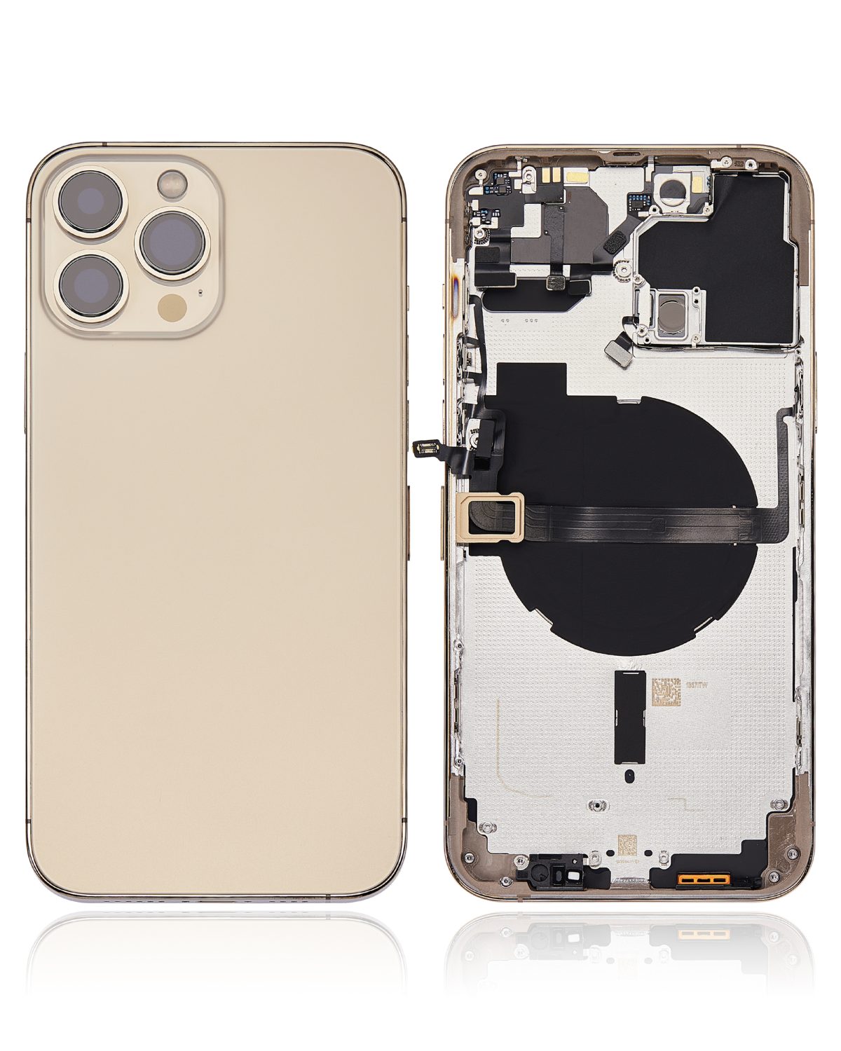 Iphone 13 Pro Max ile Uyumlu Küçük Bileşenler Önceden Takılmış Arka Muhafaza ile Uyumlu Logo Yok Plus Uluslararası Sürüm Gold - Görsel 2