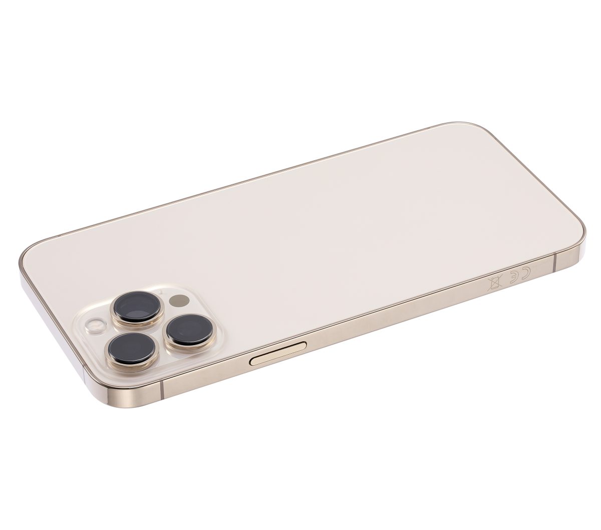 Iphone 13 Pro Max ile Uyumlu Küçük Bileşenler Önceden Takılmış Arka Muhafaza ile Uyumlu Logo Yok Plus Uluslararası Sürüm Gold - Görsel 4