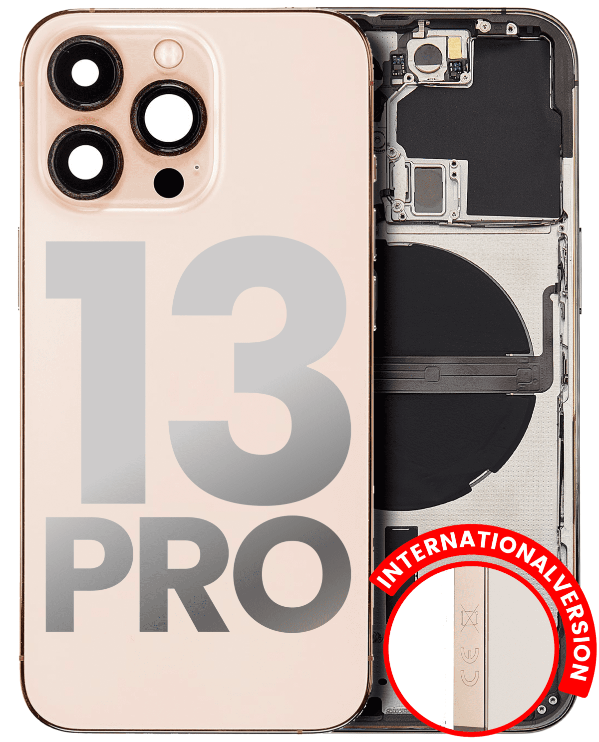 Iphone 13 Pro ile Uyumlu Kasa Bileşenler Önceden Takılmış Uluslararası Sürüm ile Uyumlu Kasa Kasa Gold