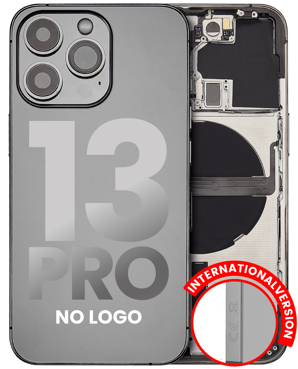 Iphone 13 Pro ile Uyumlu Küçük Bileşenler Önceden Takılmış Arka Muhafaza Logo Yok Plus Uluslararası Sürüm Grafit ile Uyumlu