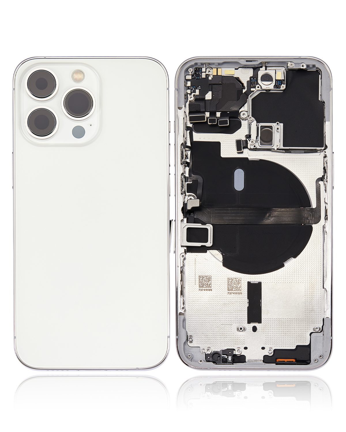 Iphone 13 Pro ile Uyumlu Küçük Bileşenler Önceden Takılmış Arka Muhafaza Logo Yok Plus Uluslararası Sürüm Gümüş ile Uyumlu - Görsel 2