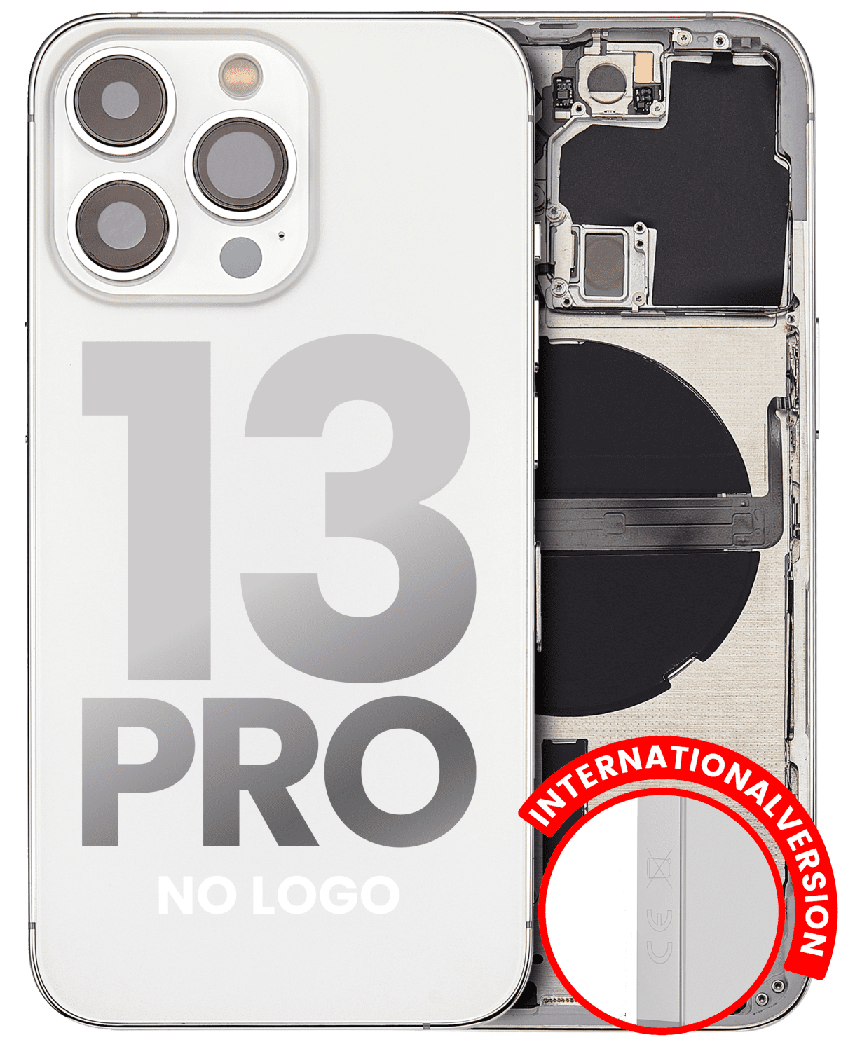Iphone 13 Pro ile Uyumlu Küçük Bileşenler Önceden Takılmış Arka Muhafaza Logo Yok Plus Uluslararası Sürüm Gümüş ile Uyumlu
