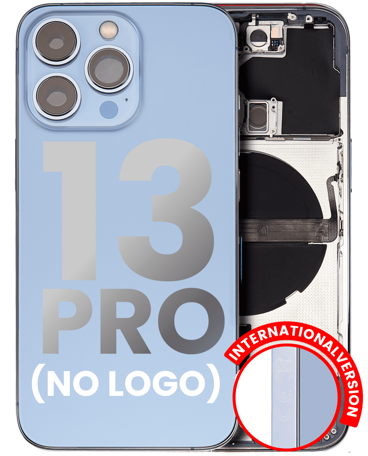 Iphone 13 Pro ile Uyumlu Küçük Bileşenler Önceden Takılmış Arka Muhafaza Logo Yok Plus Uluslararası Sürüm Sierra Mavisi ile Uyumlu