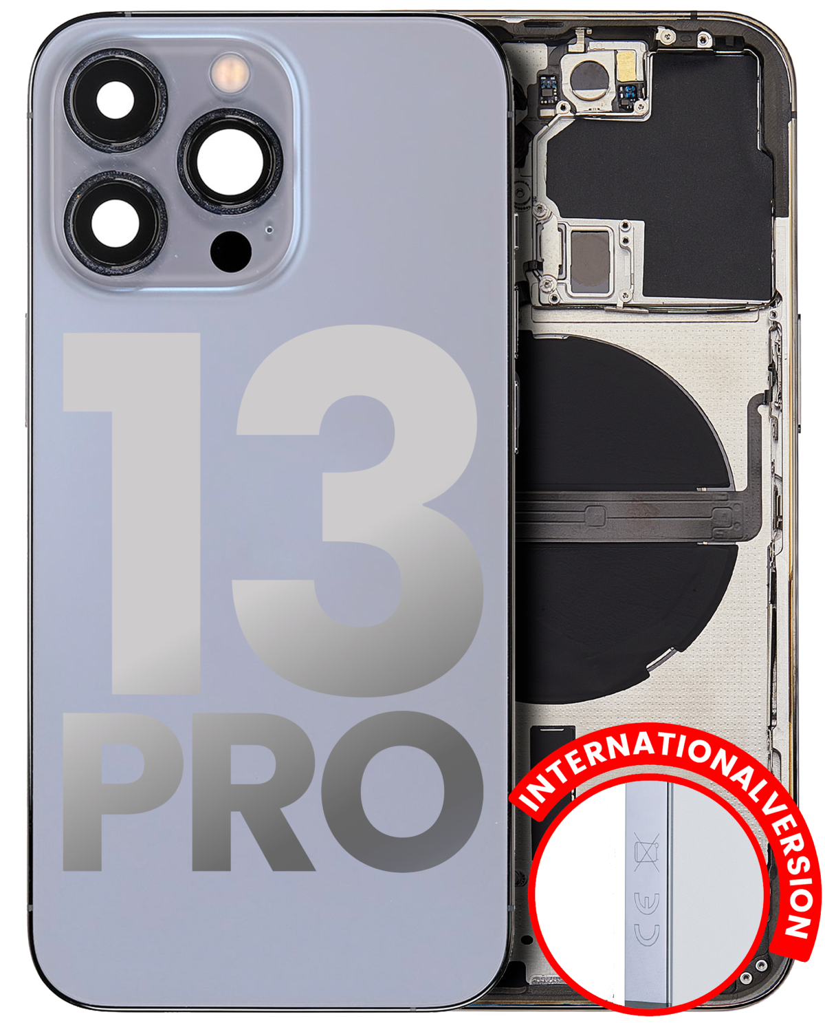 Iphone 13 Pro ile Uyumlu Küçük Bileşenler Önceden Takılmış Arka Muhafaza Uluslararası Sürüm ile Uyumlu Kullanılmış  Çekme: Sınıf A Sierra Mavisi - Görsel 5