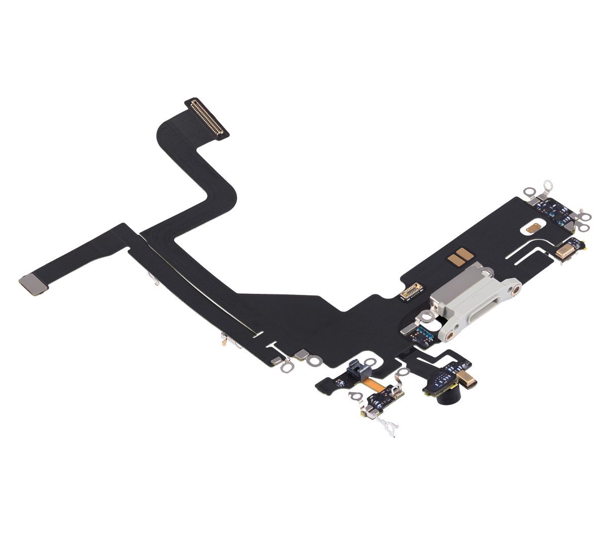 Iphone 13 Pro ile Uyumlu Şarj Portu Esnek Kablosu ile Uyumlu  Çekme Gümüş - Görsel 4