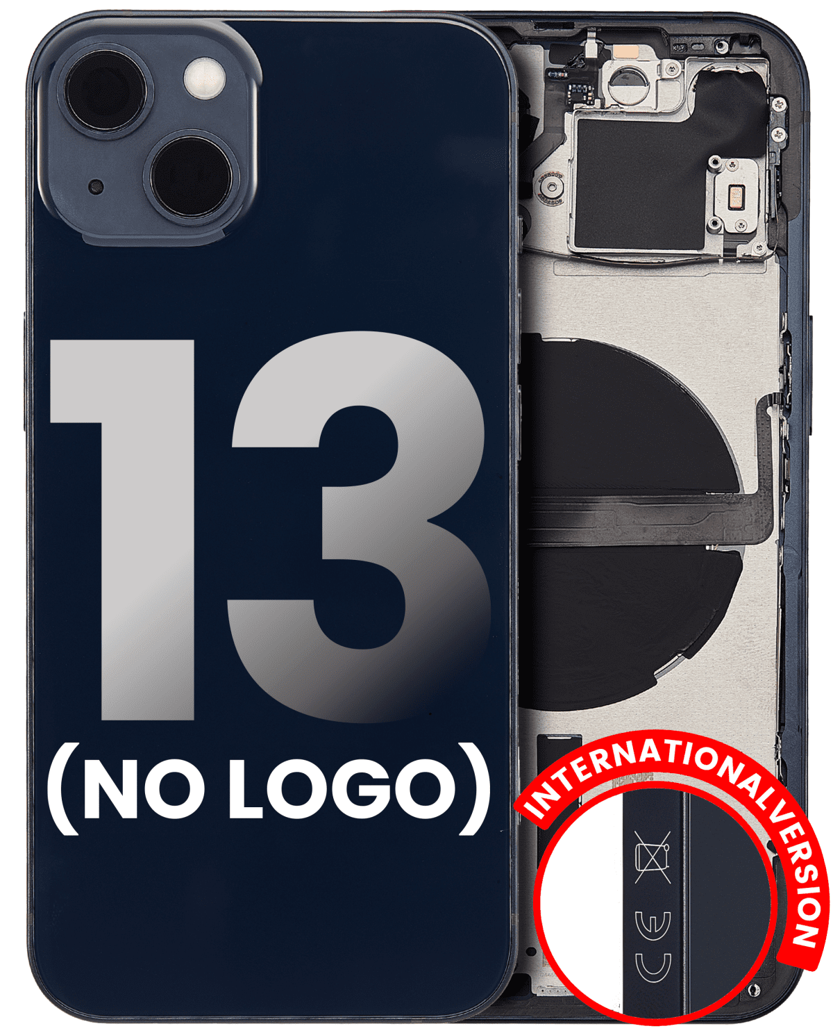 Iphone 13 ile Uyumlu Küçük Bileşenler Önceden Takılmış Arka Muhafaza Logo Yok Plus Uluslararası Sürüm Gece ​​Yarısı ile Uyumlu