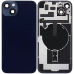 Iphone 14 Plus ile Uyumlu Arka Cam Çelik Plakalı Kablosuz NFC Şarj MagSafe Mıknatıs ve El Feneri Esnek ile Uyumlu Full Gece ​​Yarısı - Görsel 2