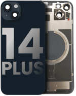 Iphone 14 Plus ile Uyumlu Arka Cam Çelik Plakalı Kablosuz NFC Şarj MagSafe Mıknatıs ve El Feneri Esnek ile Uyumlu Full  Gece ​​Yarısı