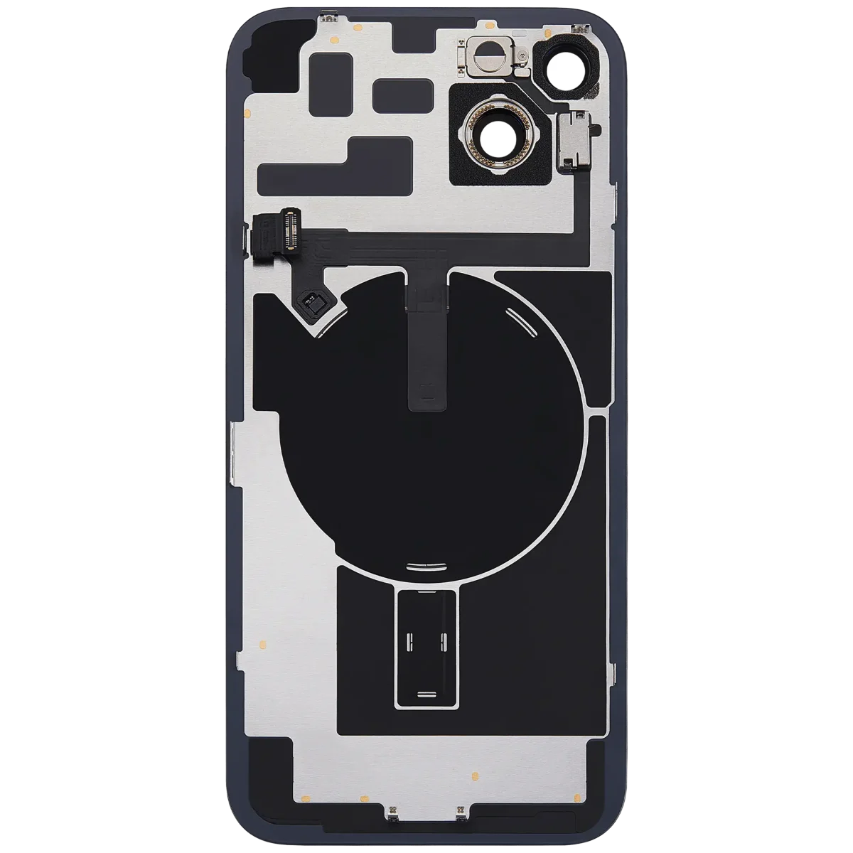 Iphone 14 Plus ile Uyumlu Arka Cam Çelik Plakalı Kablosuz NFC Şarj MagSafe Mıknatıs ve El Feneri Esnek ile Uyumlu Full Gece ​​Yarısı - Görsel 4